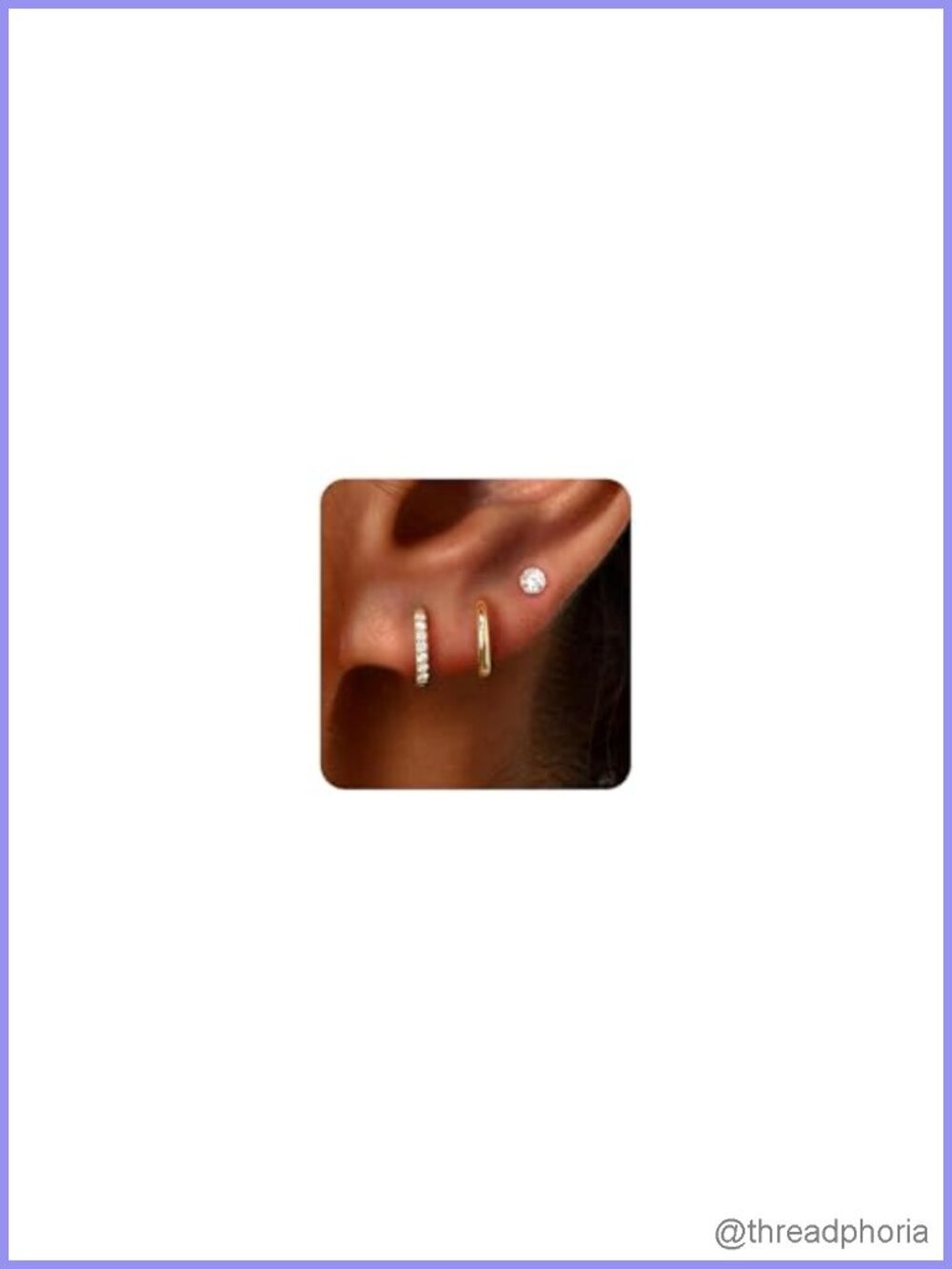 14K Gold Plated Huggie Hoop Stud Earrings Set Hypoallergenic Surgical Steel